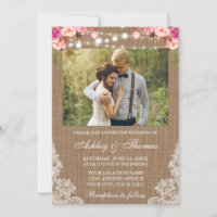 Rustic Wedlap Lights Lace Foto Floral