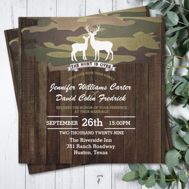 Convites Rustic Western A Caça É Sobre Casamento De Camufla (Rustic Western The Hunt Is Over Camouflage Wedding Invitation)