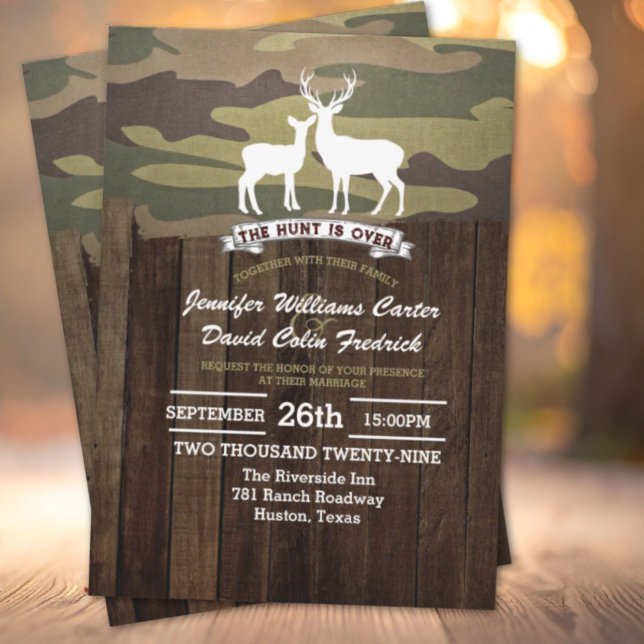 Convites Rustic Western A Caça É Sobre Casamento De Camufla (Rustic Western The Hunt Is Over Camouflage deer Wedding Invitation)