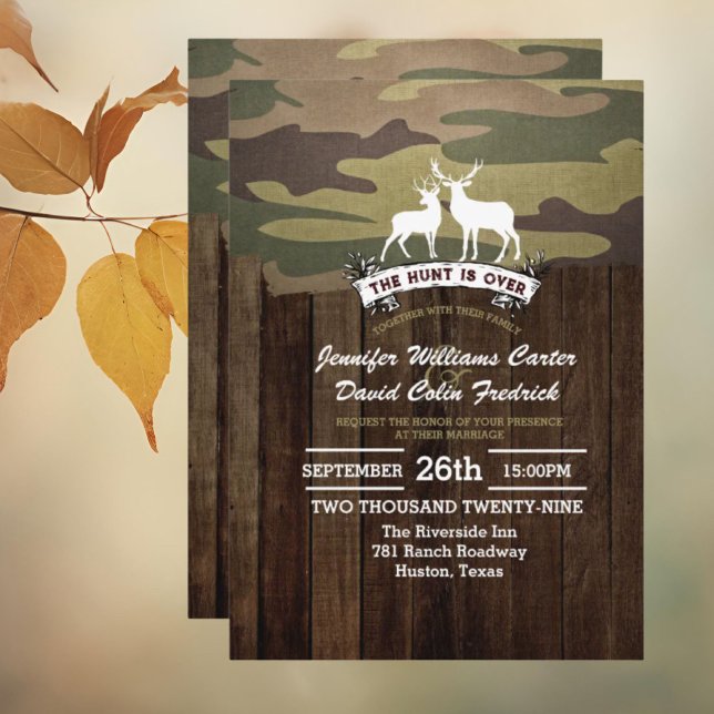 Convites Rustic Western A Caça É Sobre Casamento De Camufla (Rustic Western The Hunt Is Over Camouflage Wedding Invitation)