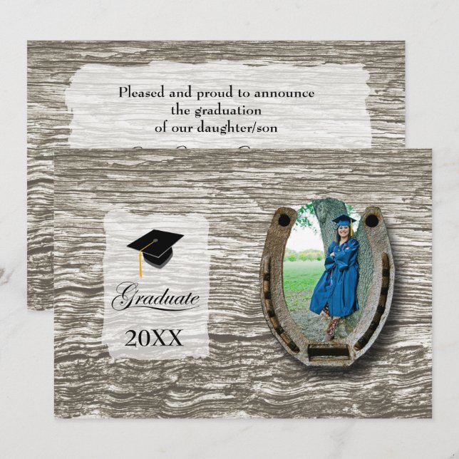 Convites Rustic Western College Graduation Announcement  (Frente/Verso)