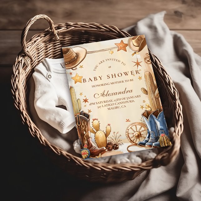Convites Rustic Western Cowboy Baby Shower (Criador carregado)