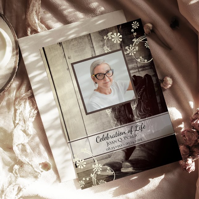 Convites Rustic Western Cowboy Boots Celebração da Vida (Criador carregado)