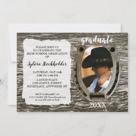 Convites Rustic Western Grad Party Invitation with photo