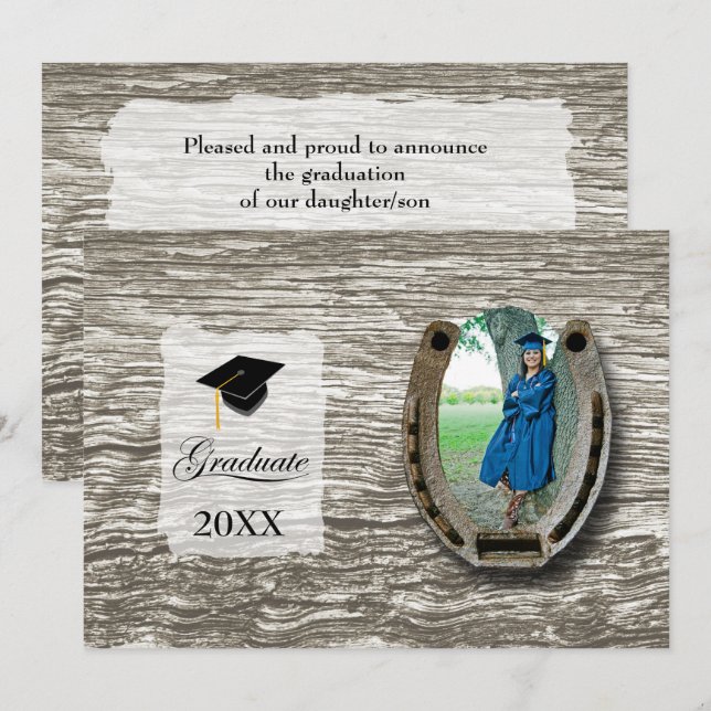 Convites Rustic Western Hi-School Graduation Announcement  (Frente/Verso)