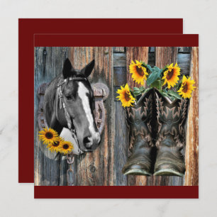 Convites Rustic Western Horse Cowboy Botas Sunflower