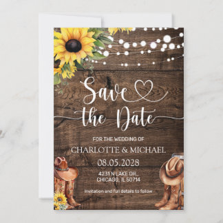 Convites Rustic Western Save the Date Wedding