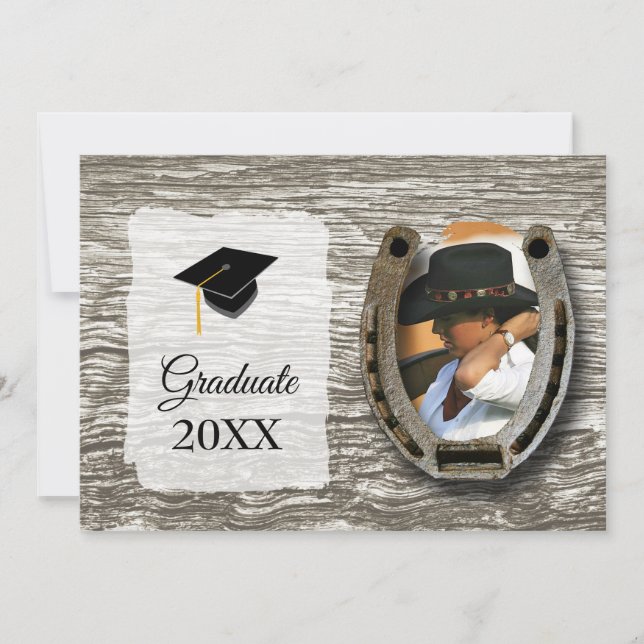 Convites Rustic Western-style with Photo Graduation (Frente)