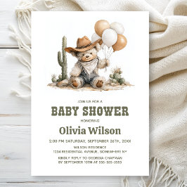 Convites Rustic Western Teddy Bear Baby Shower Invitation