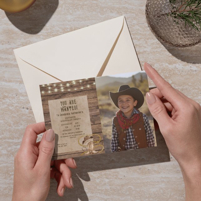 Convites Rustic western you are wanted photo birthday (Criador carregado)