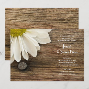 Convites Rustic White Daisy Country Júnior / Baile de forma