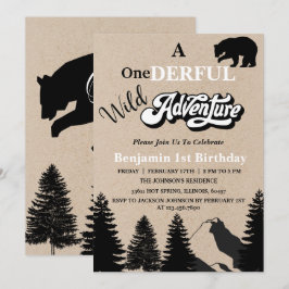 Convites Rustic Wild One Adventure Primeira Festa de aniver