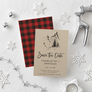 Convites Rustic Wilderness   Mountain Plaid Save the Date 