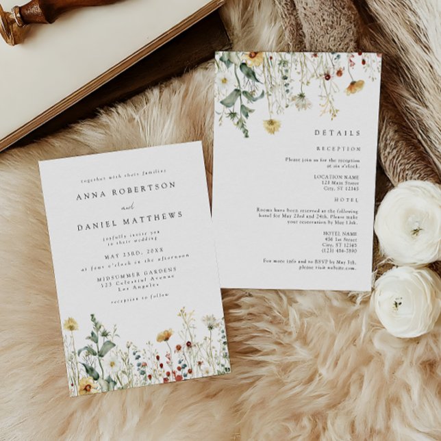 Convites Rustic Wildflower All in One Wedding Invitation (Criador carregado)