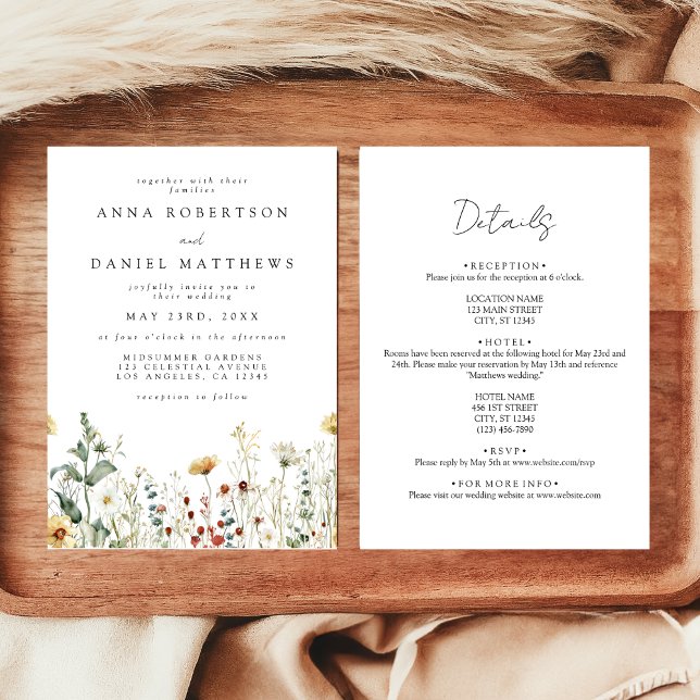 Convites Rustic Wildflower All in One Weding Invitation (Criador carregado)