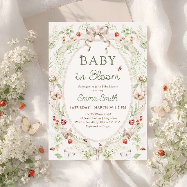 Convites Rustic Wildflower Baby in Bloom Baby Shower  (Criador carregado)