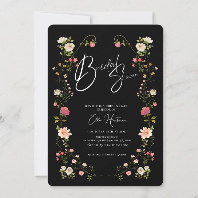 Convites Rustic Wildflower Bridal Bash (Frente)