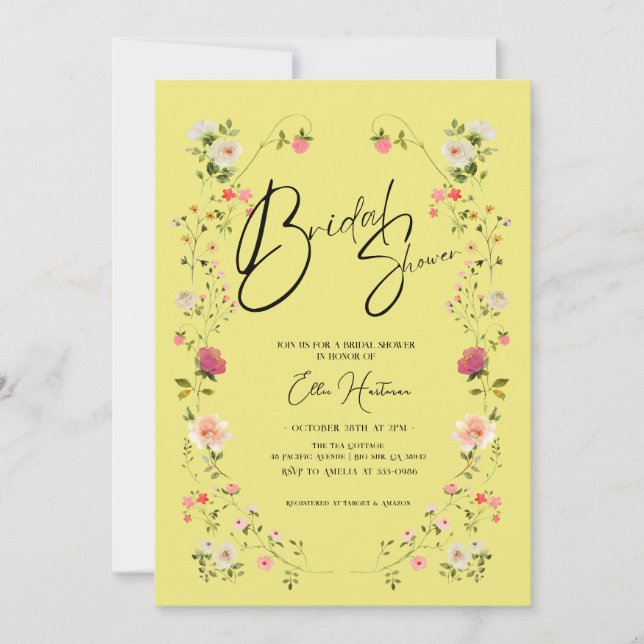 Convites Rustic Wildflower Bridal Bash (Frente)