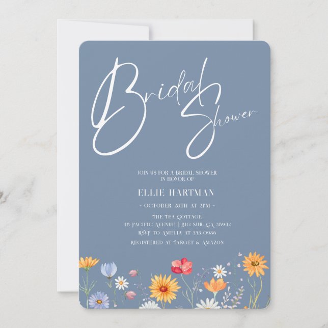 Convites Rustic Wildflower Bridal Bash (Frente)