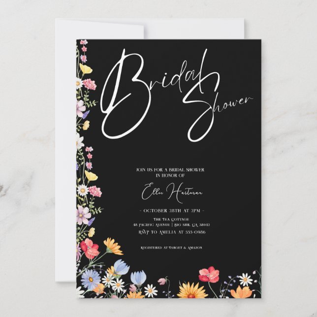 Convites Rustic Wildflower Bridal Bash (Frente)