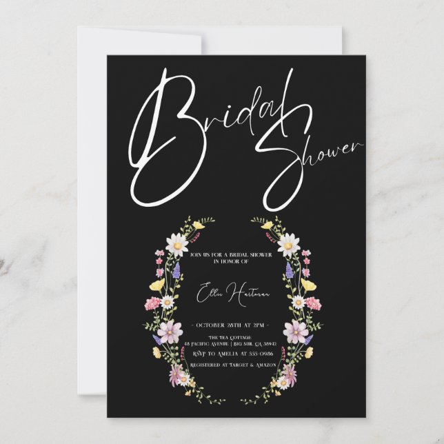 Convites Rustic Wildflower Bridal Bash (Frente)