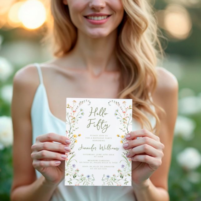 Convites Rustic Wildflower Floral 50th Aniversário (Criador carregado)