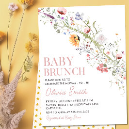 Convites Rustic Wildflower Floral Baby BrunChá de fraldas