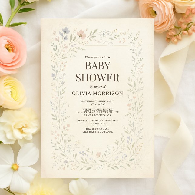 Convites Rustic Wildflower Garden Boho Baby Shower (Criador carregado)