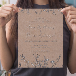 Convites Rustic Wildflower Kraft Fall Floral Wedding Invit