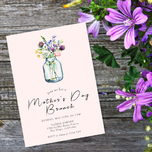 Convites Rustic Wildflower Mason Jar Madre Day Brunch