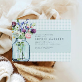 Convites Rustic Wildflower Mason Jar Picnic Chá de fraldas