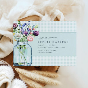 Convites Rustic Wildflower Mason Jar Picnic Chá de fraldas