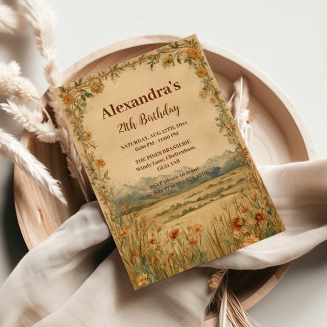 Convites Rustic Wildflower Mountain Birthday (Criador carregado)
