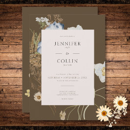 Convites Rustic Wildflower on Brown Wedding