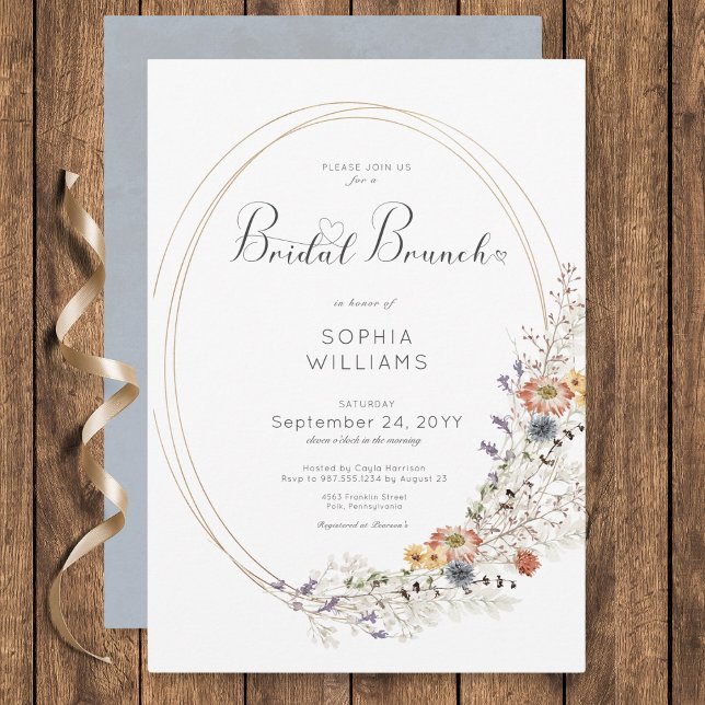 Convites Rustic Wildflower Oval Frame Bridal Brunch (Rustic Wildflower Oval Frame Bridal Brunch Invitation)