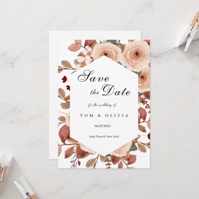 Convites Rustic Wildflower Salva a data com foto (Frente/Verso In Situ)