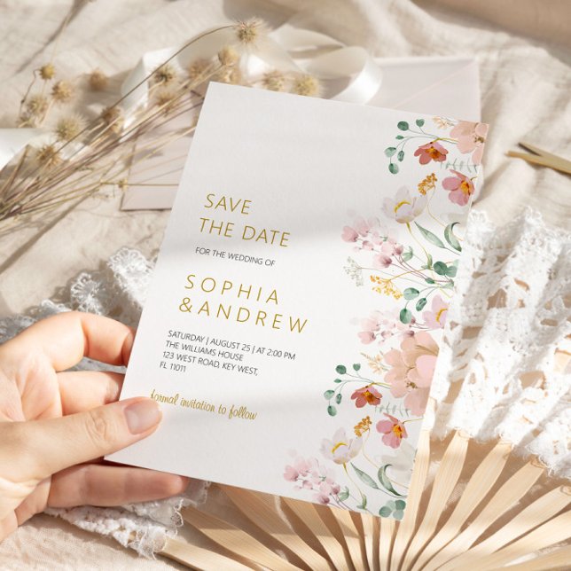 Convites Rustic Wildflower Wedding Salvar Data (Criador carregado)