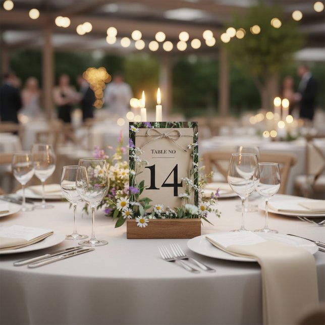 Convites Rustic Wildflower Wedding Table Number (Criador carregado)