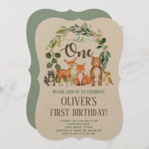 Convites Rustic Wiltic One Woodland Invitation Boy