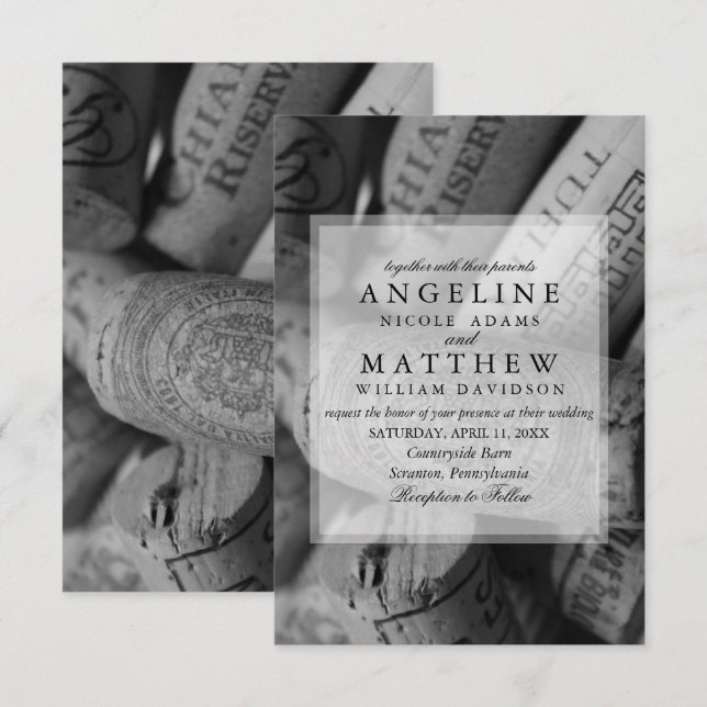 Convites Rustic Wine Themed Vineyard Weditation (Frente/Verso)