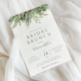 Convites Rustic Winter Berries Pine Greenery Bridal Brunch