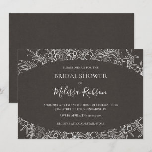 Convites Rustic Winter   Carvão Chá de panela horizontal