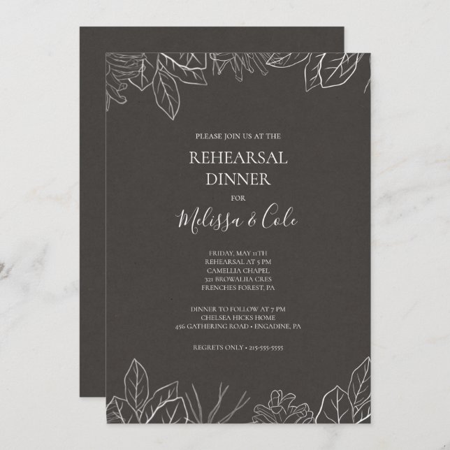Convites Rustic Winter | Janto de ensaio do carvão (Frente/Verso)