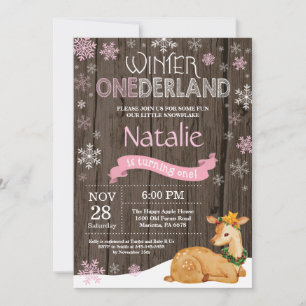 Convites Rustic Winter Onederland Deer primeiro aniversario