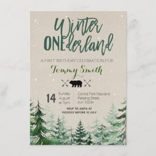 Convites Rustic Winter onederland First BIRTHDAY