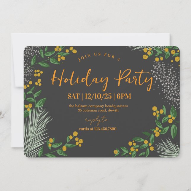 Convites Rustic Winter Wonderland Holiday Party (Frente)