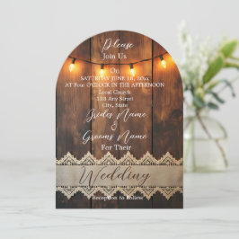 Convites Rustic Wood and Lace Wedding 