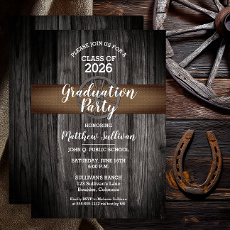 Convites Rustic Wood Burlap No Photo Graduation Party
