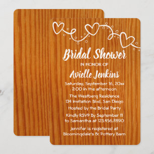 Convites Rustic Wood Corações de Amor Chá de Noiva Country