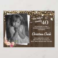 Rustic Wood Custom Photo Floral Women Aniversário
